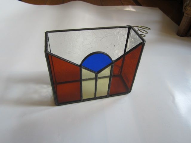 レターケース　赤♢水色　ステンドグラス