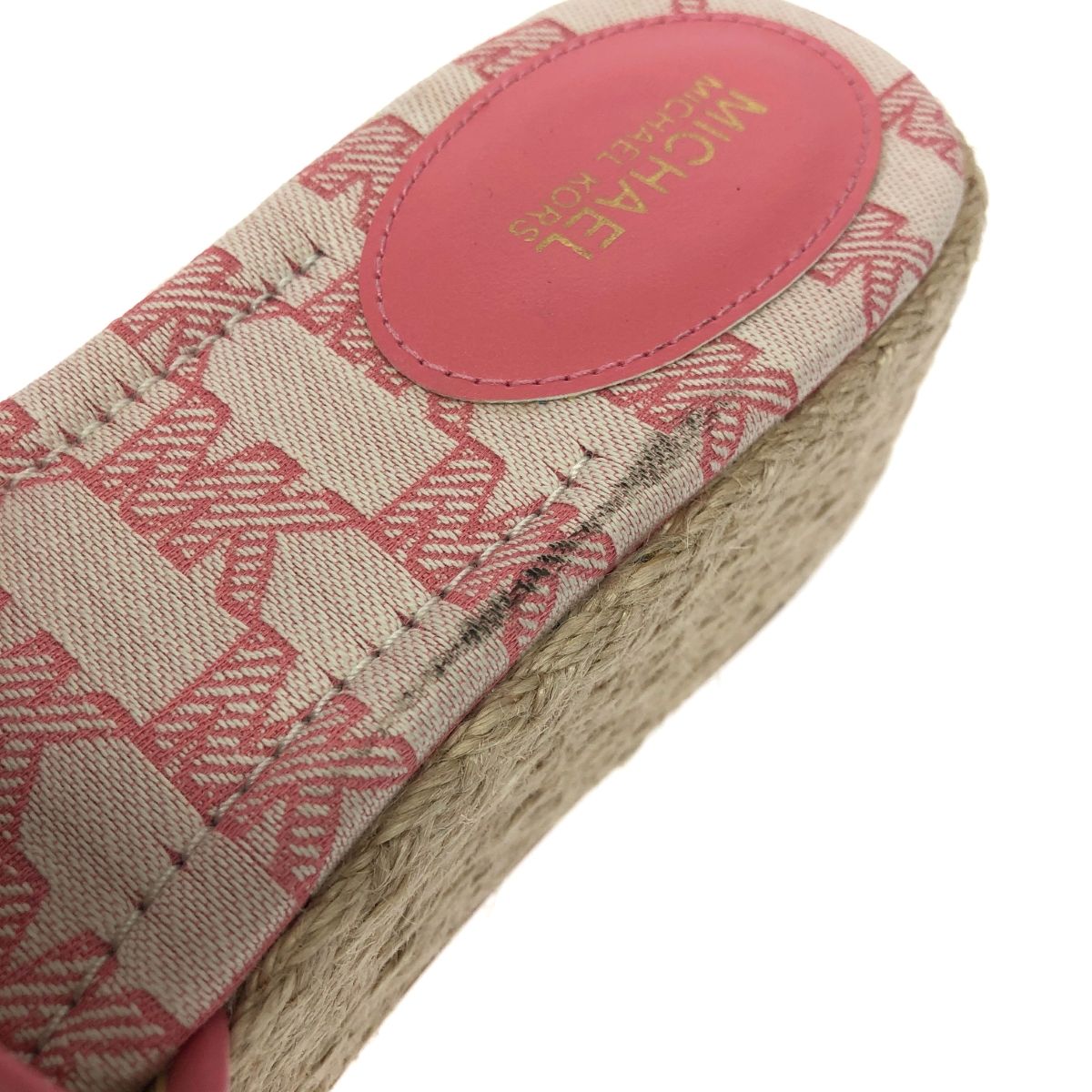 最高品質を待つ！ MICHAEL KORS マイケルコース エスパドリーユサンダル 表記サイズ 7.5M MKLロゴ刺繍 ピンク レディース | 241011011667 即日配送！