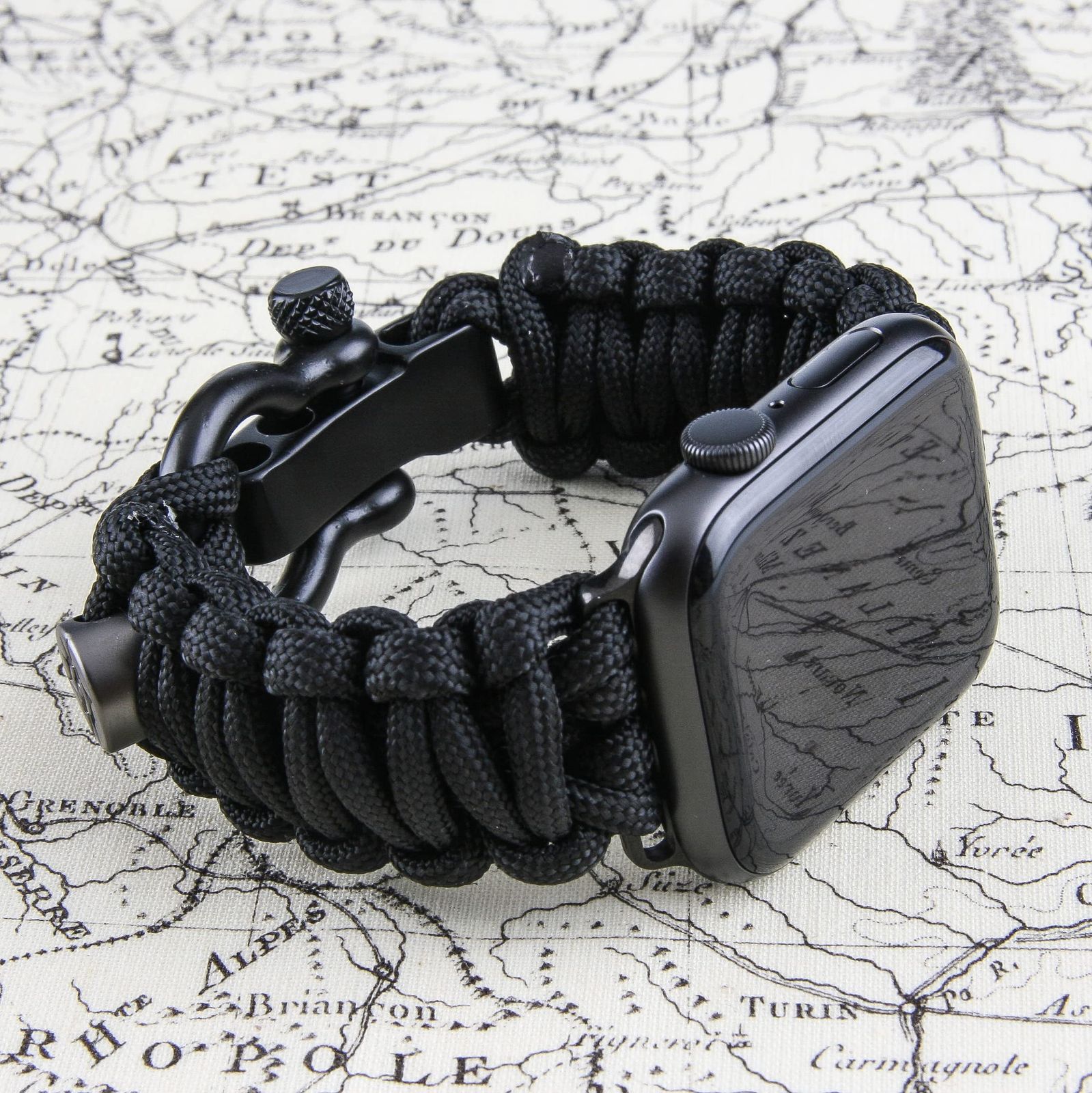 KORDIZ Survivor パラコードApple Watchバンド Apple Watch Series 8/7/6/5/4/3/2/1/SEu0026Ultra対応 - 42mm 44mm 45mm 49mm [ブラック] [M for 42/44/45mm] Survivor Apple KORDIZ 49mm パラ :