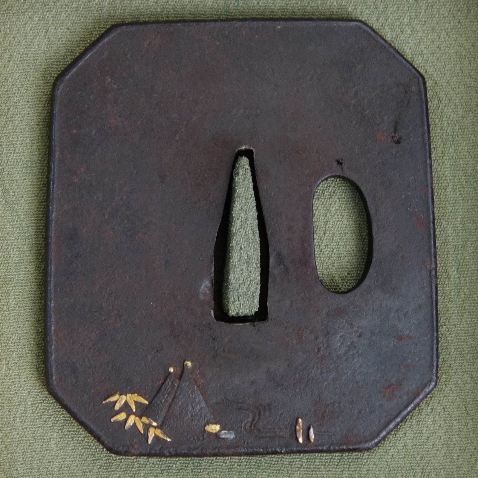 鍔 鉄地 象嵌 太公望風景図鍔 日本刀 刀装具 鐔 骨董 古美術 Ac25082503 WWW_IBETON_RU