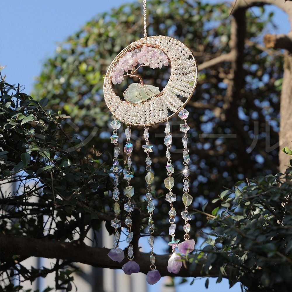 アメジスト　天然石 ドリームキャッチャーストラップ ドリームキャッチャー 天然石 アメジスト オーナメント モビール