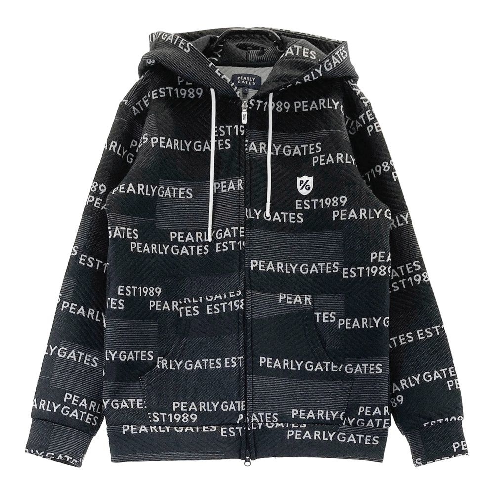 サイズ 1 PEARLY GATES パーリーゲイツ モデル スウェット ジップパーカー 総柄 ブラック系 240101534525 ゴルフウェア レディース ストスト