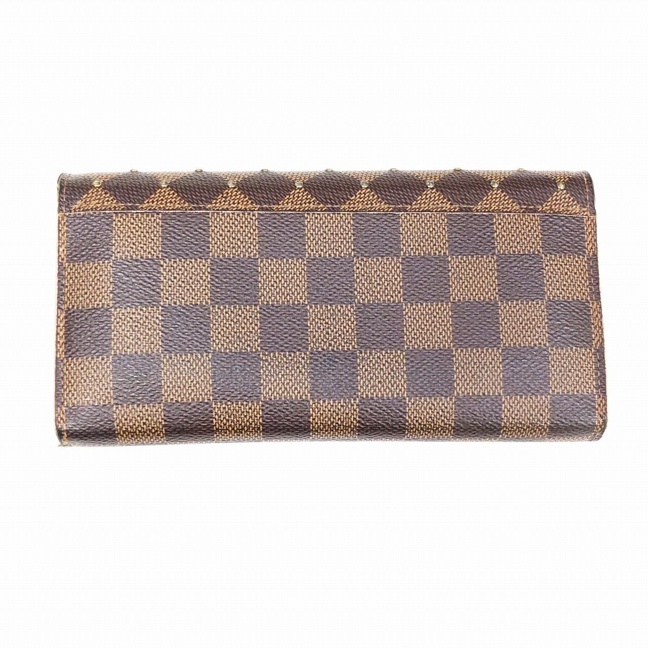 LOUIS VUITTON 長財布 ルイヴィトン スタッズ ダミエ・エベヌ ポルトフォイユ・サラ N60123 ブラウン×ピンク 【中古】  JA-17384 - メルカリ