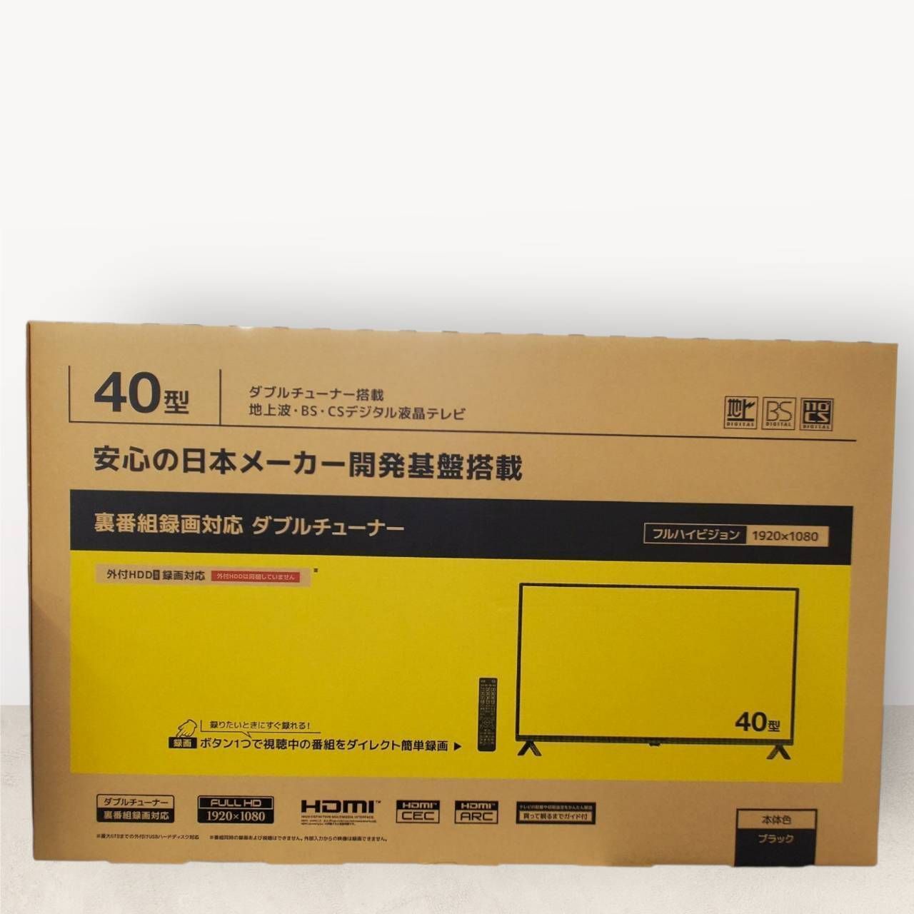 送料込 液晶テレビ 40型 フルハイビジョン ◆ 地デジ BS CS ◆ Wチューナー搭載 裏番組録画対応 ◆東芝映像ソリューション株式会社製テレビボード搭載 ◆4589848174662 1