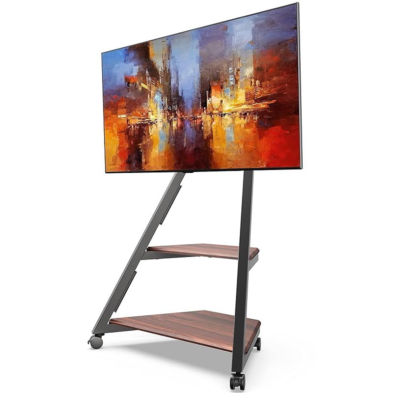 FITUEYES DESIGN 壁寄せテレビスタンド キャスター付き 32 43 50 55 60 65型対応 コーナーテレビ台 ケーブル管理 固定移動 デザイン 高さ調節 上下左右回転 インテリア 安定性 エッフェルシリーズ 耐荷重40KG ウォールナッ 0