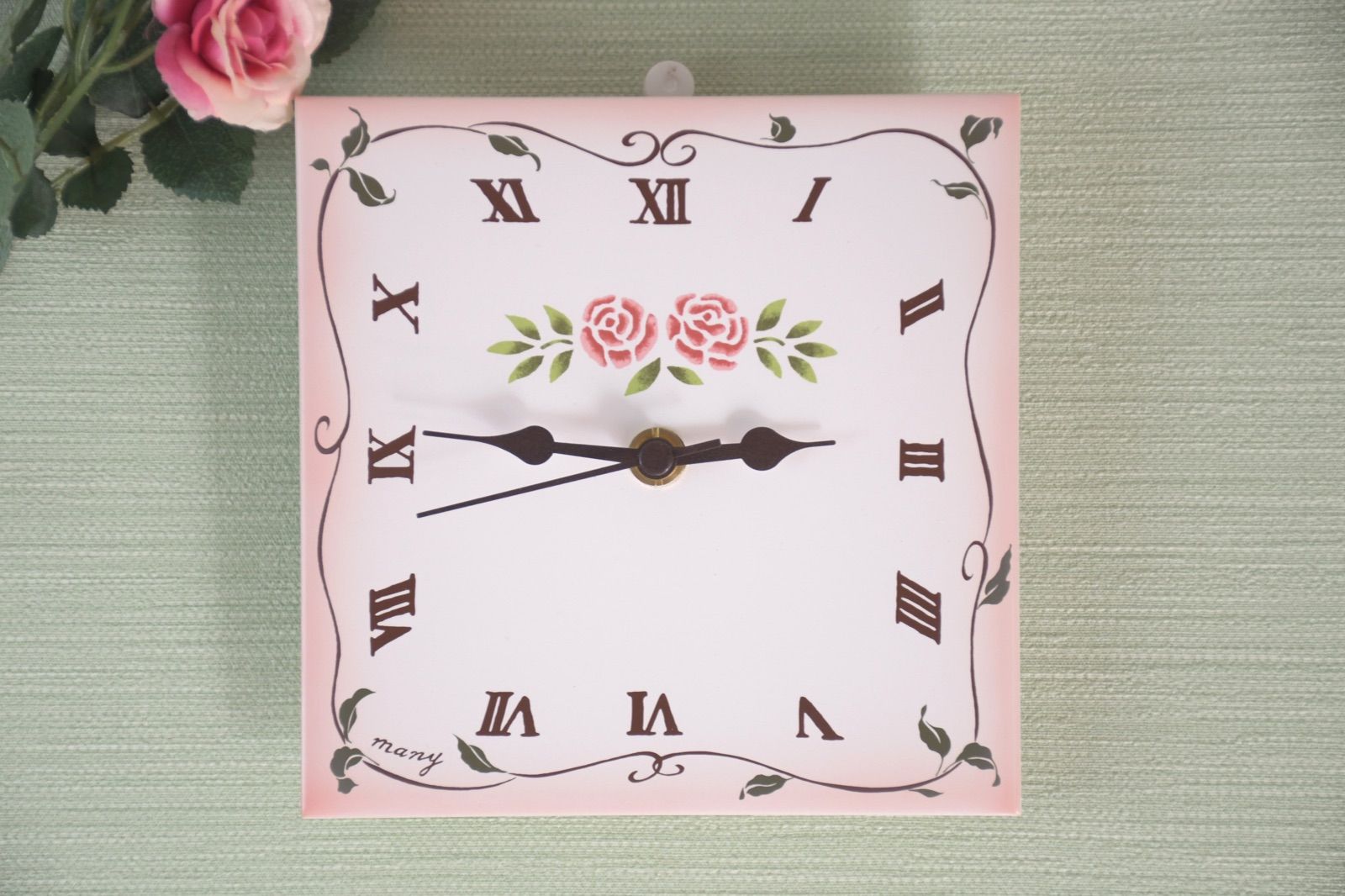 ♡マニー♡ローズホーロー掛時計イマンダイアナローズバスケット薔薇