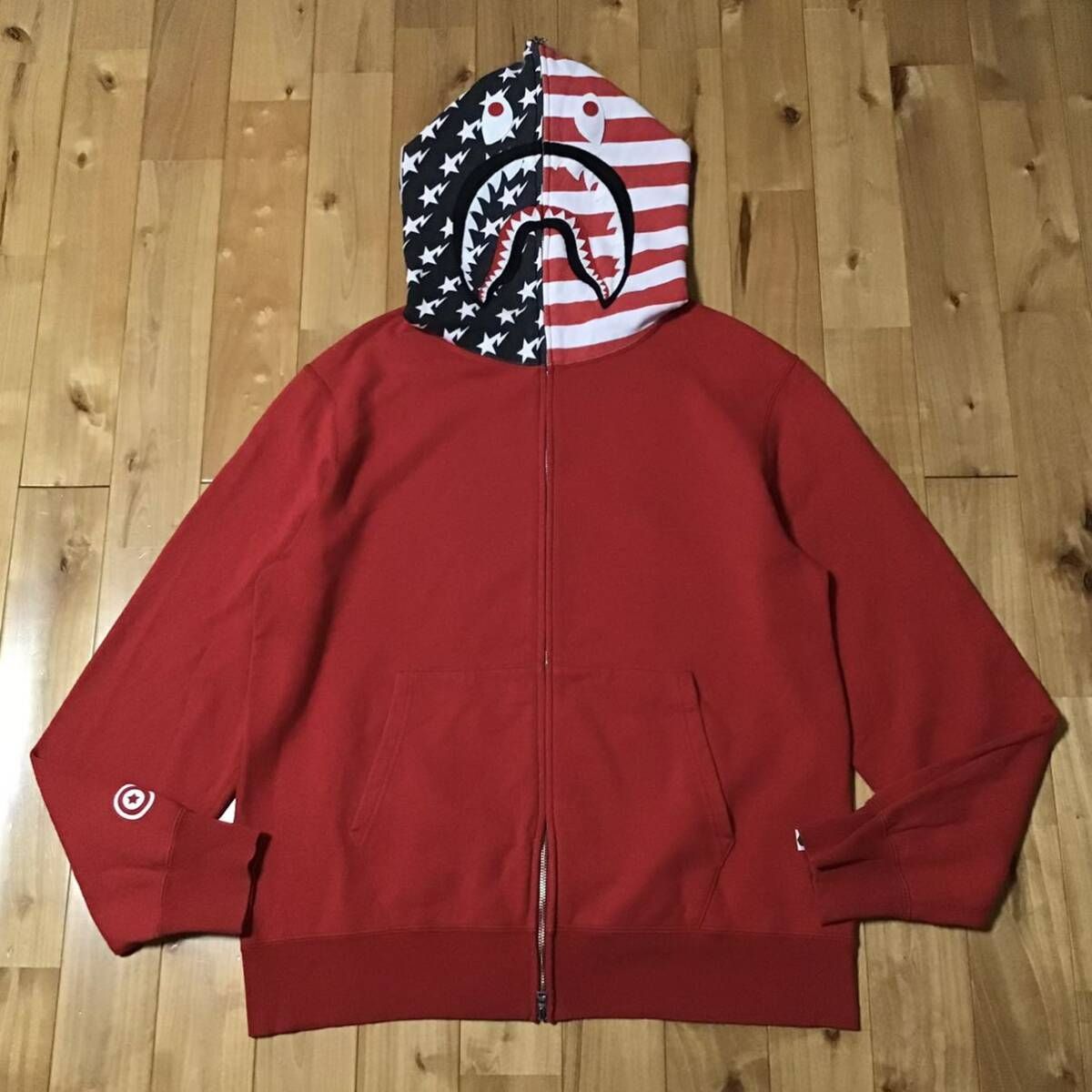 ☆XXL☆ 星条旗 シャーク パーカー American shark full zip hoodie a