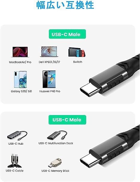 1.5M USB Type C ケーブル 1.5M 【20Gbpsデータ転送 100W/5A急速充電 8K/60Hz映像出力】 USB3.2 Gen2* 2標準 PD対応 タイプc ケーブル 高耐久ナイロン編み MacBook Pro/Air、i ::36272 メルカリShops
