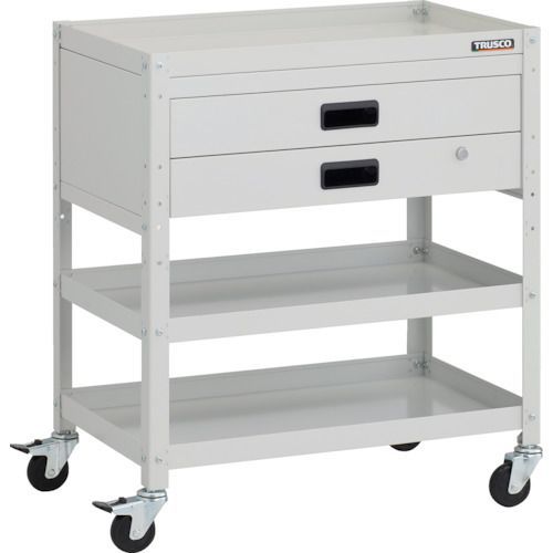 ＴＲＵＳＣＯ ツールワゴン ラビットワゴン ７００Ｘ４５０ＸＨ８１０ ２段引出付 ゴム車輪 ホワイト