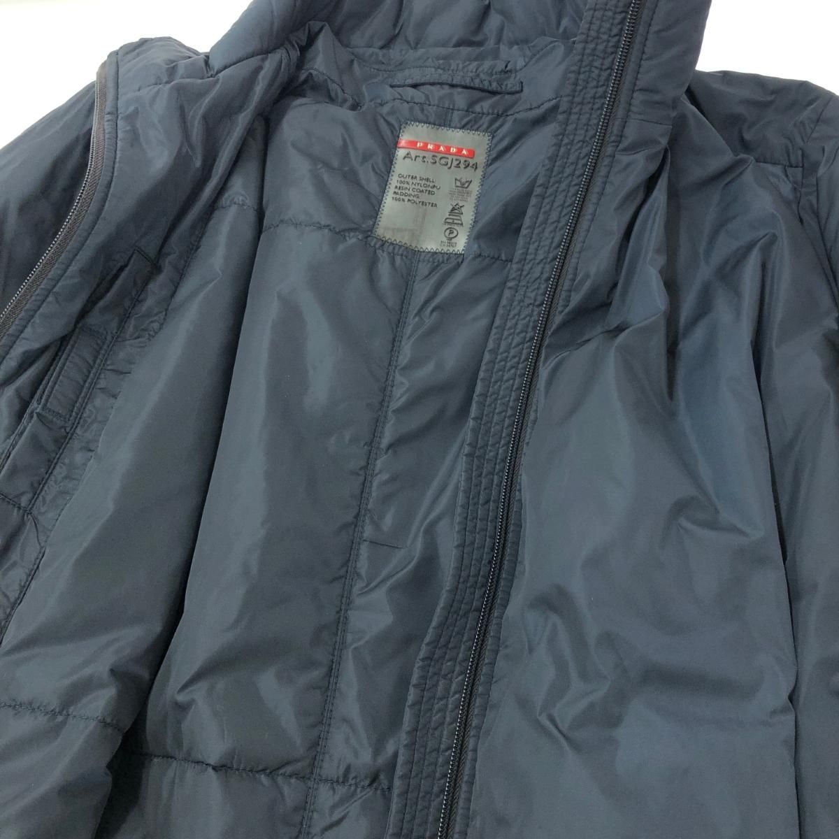 PRADA プラダ ハイネックロングコート 中綿 ジップアップ ナイロン