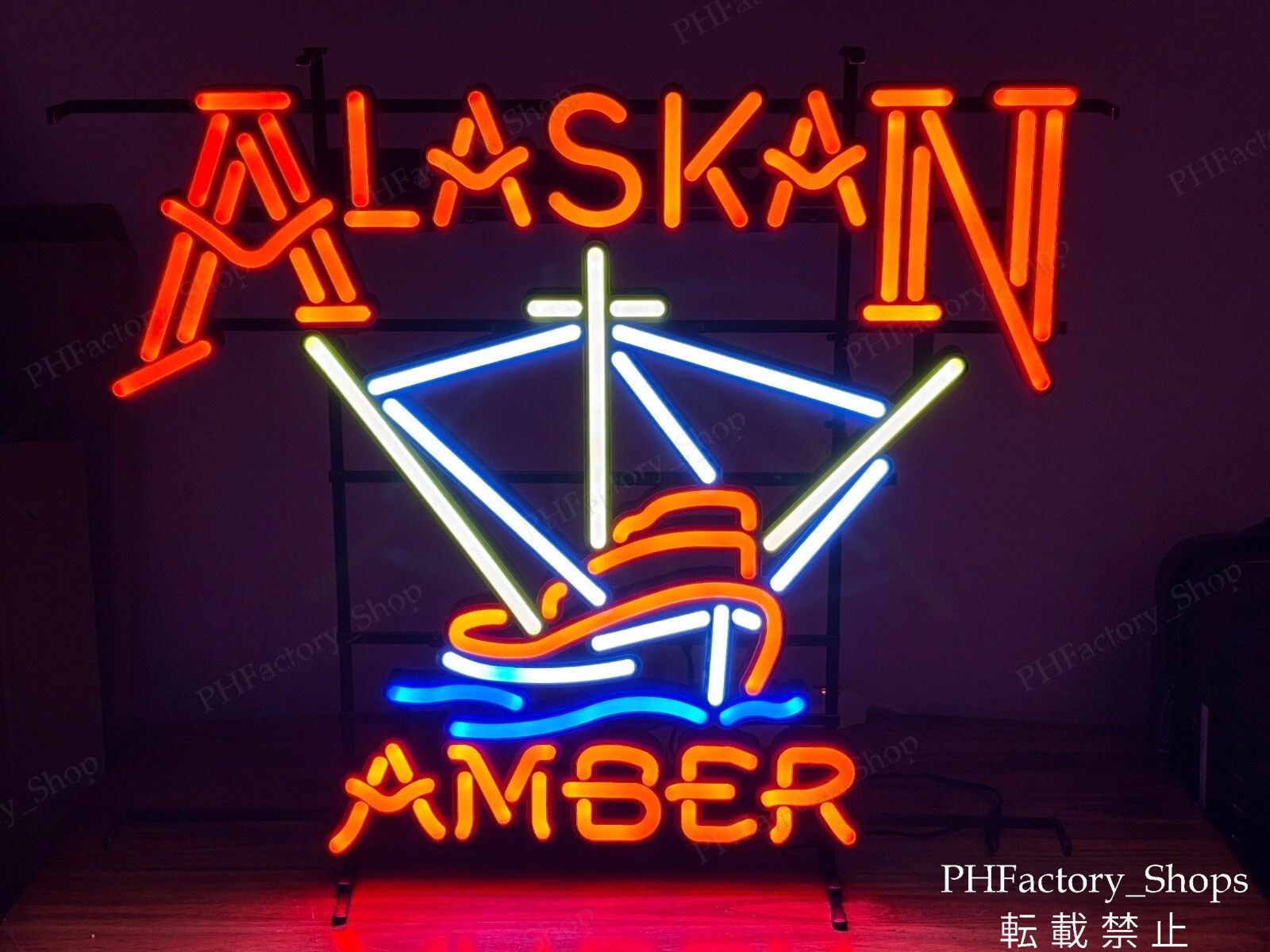 ネオン管 ALASKAN AMBER ネオンサイン ネオン看板 バー ビール LED 釣り 装飾壁 室内装飾 アメリカン雑貨 71x61cm A250