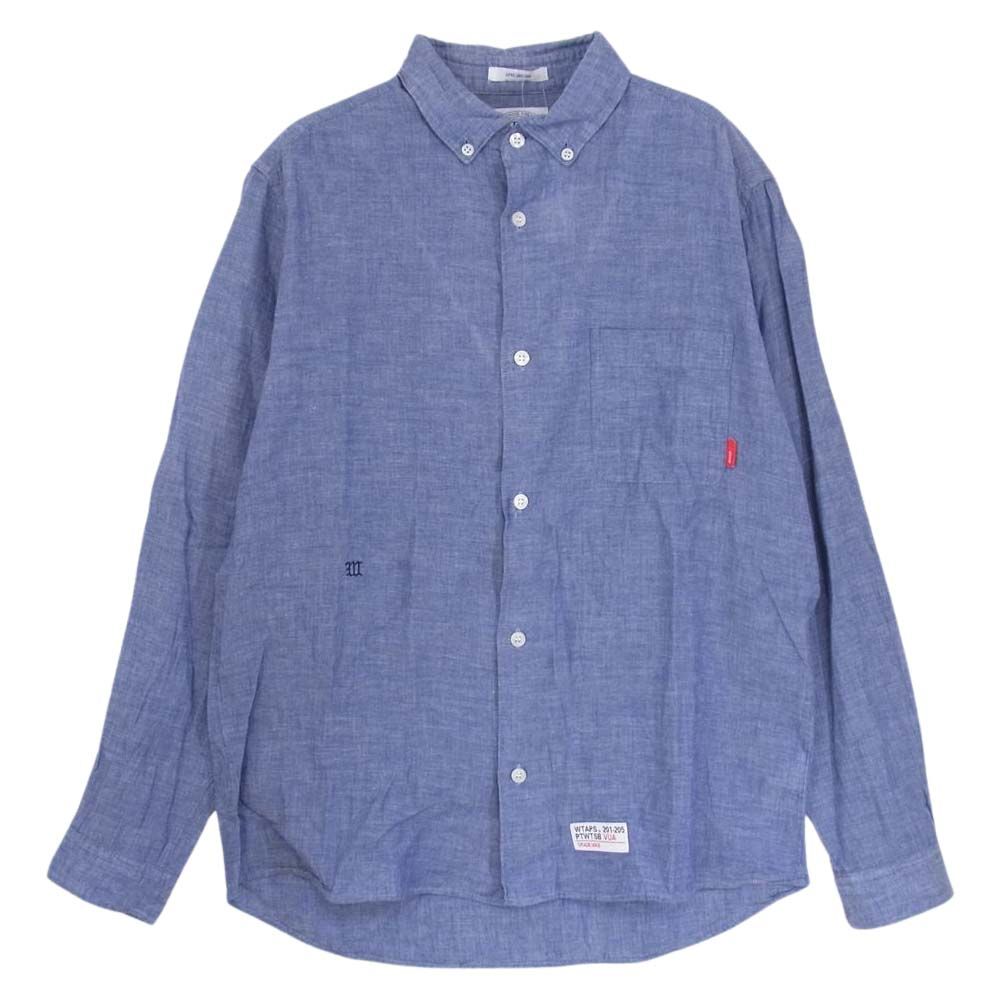 WTAPS ダブルタップス 長袖シャツ 12SS 121SPDT-SHM04 PLAIN L/S SHIRT GAUZE プレーン シャツ ガーゼ インディゴブルー系 M【中古】