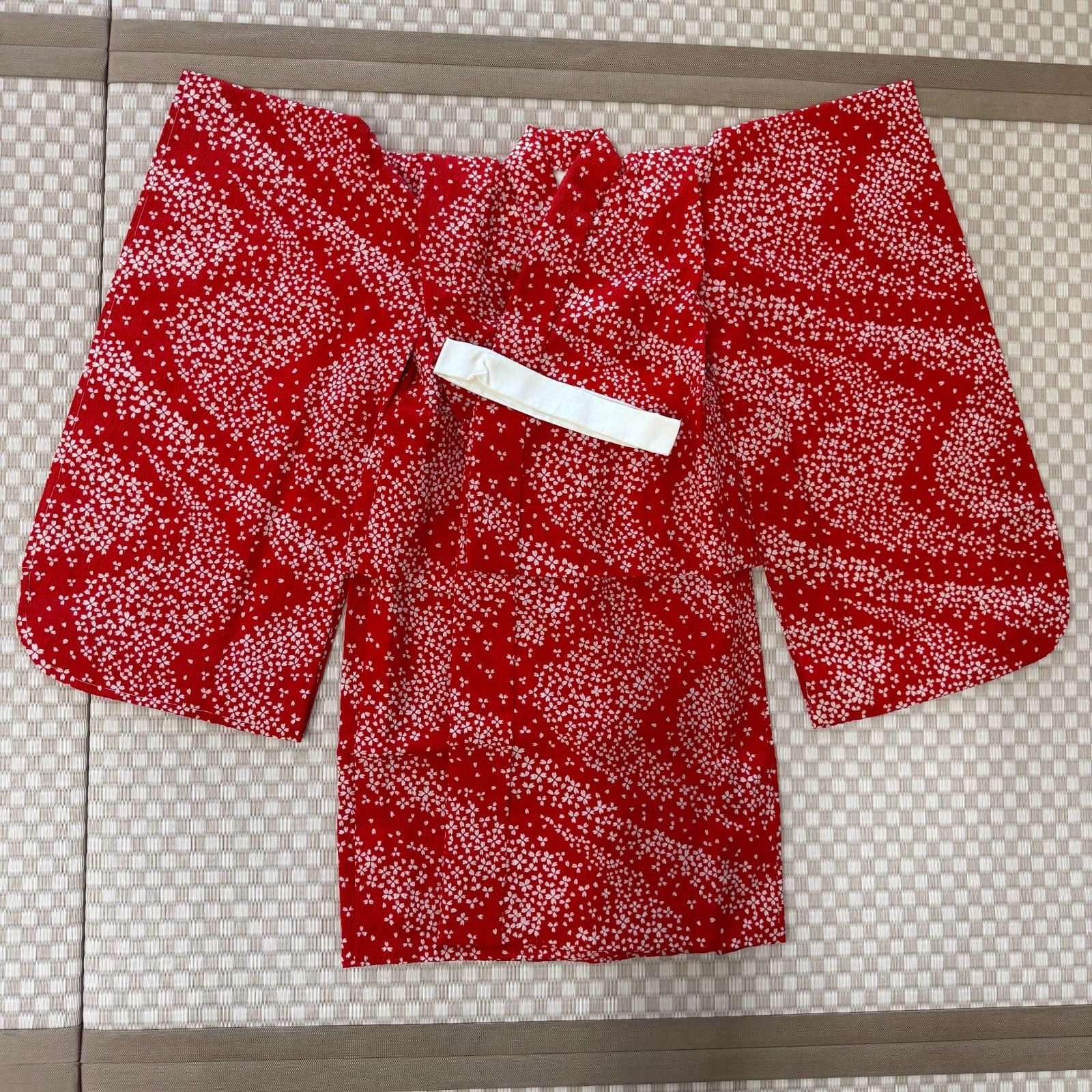 子供用 七歳 七五三 三歳 お被布 着物 長襦袢 着物セット 源氏車 リサイクル着物 z-608