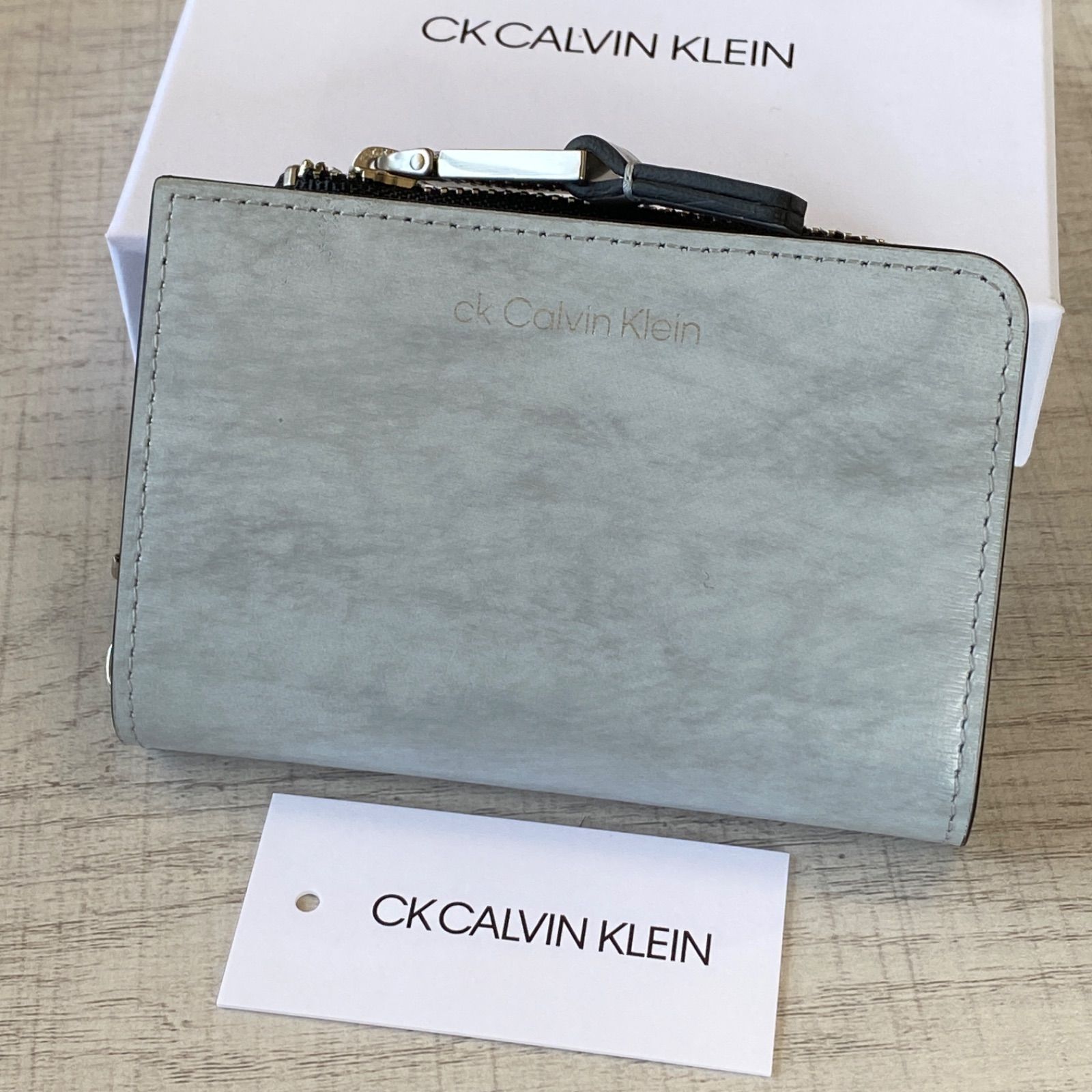 【新品 送料無料】CALVIN KLEIN カルバンクライン キーケース 小銭入れ ライム 大理石風 牛革 定価¥14300