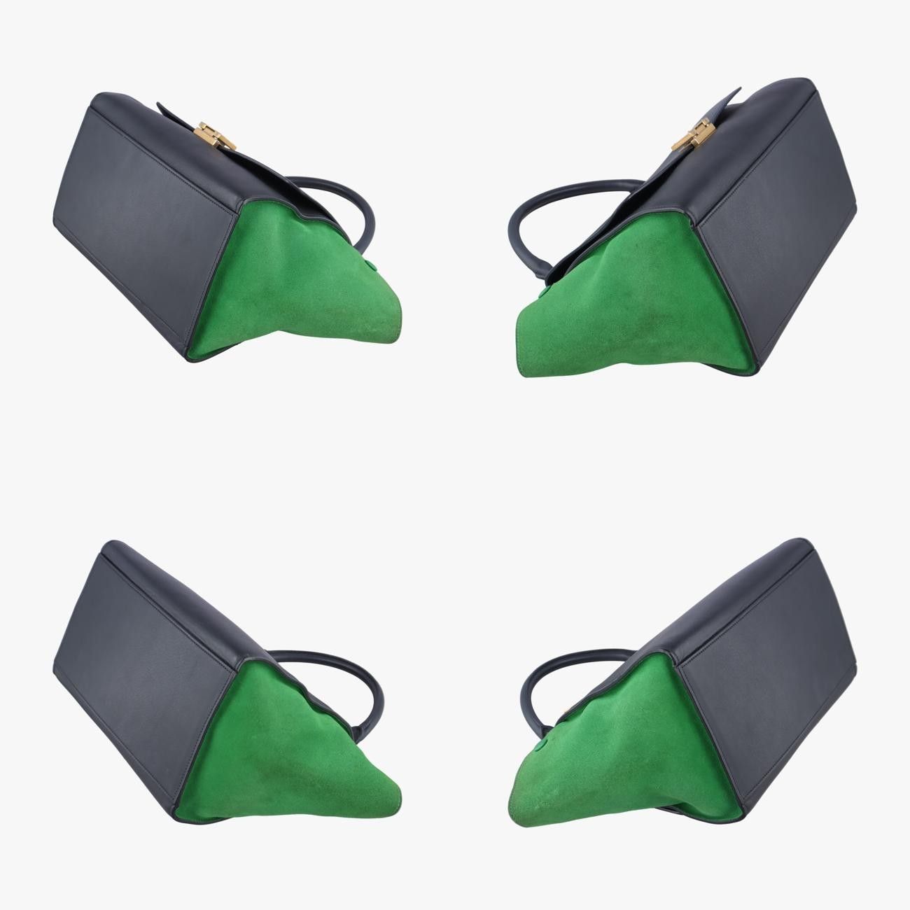 セリーヌCelineトラペーズスモールブルー×ブラック×グリーンレザー×スエードU-PA-0124