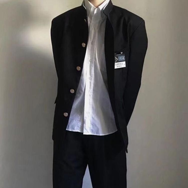 4点セット 長袖シャツ 詰襟 丸洗い 上下セット 男子 ズボン