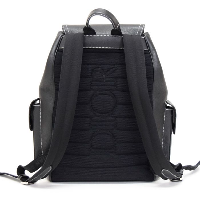 美品　クリスチャンディオール　サドル　リュック　シボ革　フラップ　ブラック 美品クリスチャンディオールサドルリュックシボ革フラップブラック