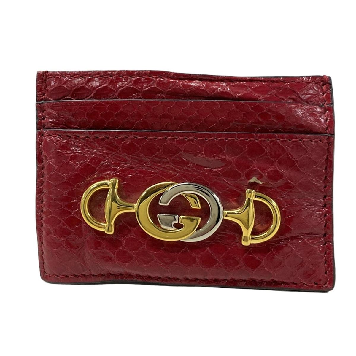 GUCCI グッチ カードケース ズゥミ 570679 レッド 型押し加工 レザー