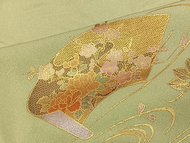 平和屋着物＃道行コート 雪輪枝花文 暈し染め 金彩 正絹 逸品 CAAT5933id