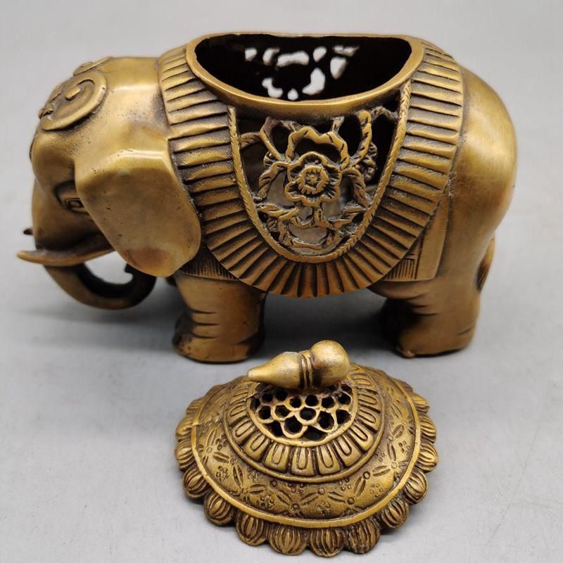 めでたい如意銅象 香炉 工芸品 美術品 置物 香櫨美術工芸品 置物