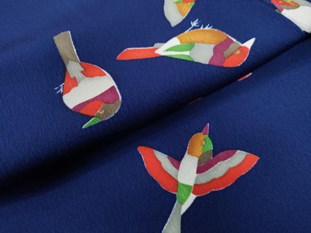 平和屋着物○上質な小紋 型染め 尾長鳥 正絹 逸品 CAAW8000 - メルカリ