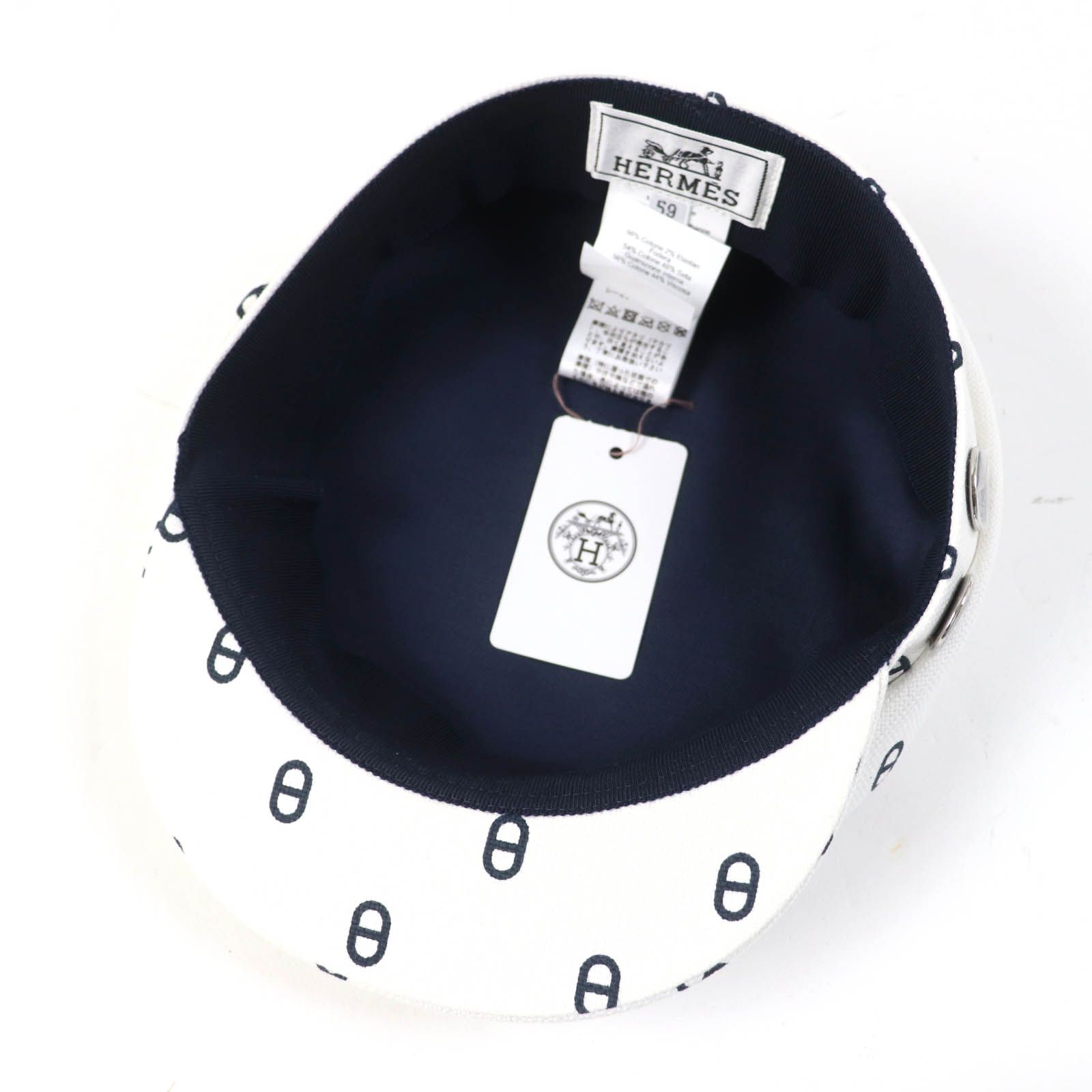 未使用品☆HERMES エルメス 23SS ヴォーバン トワルアッシュ シェーヌダンクル セリエ金具 キャスケット ホワイト 59 保存袋付き  フランス製 正規品 レディース - メルカリ