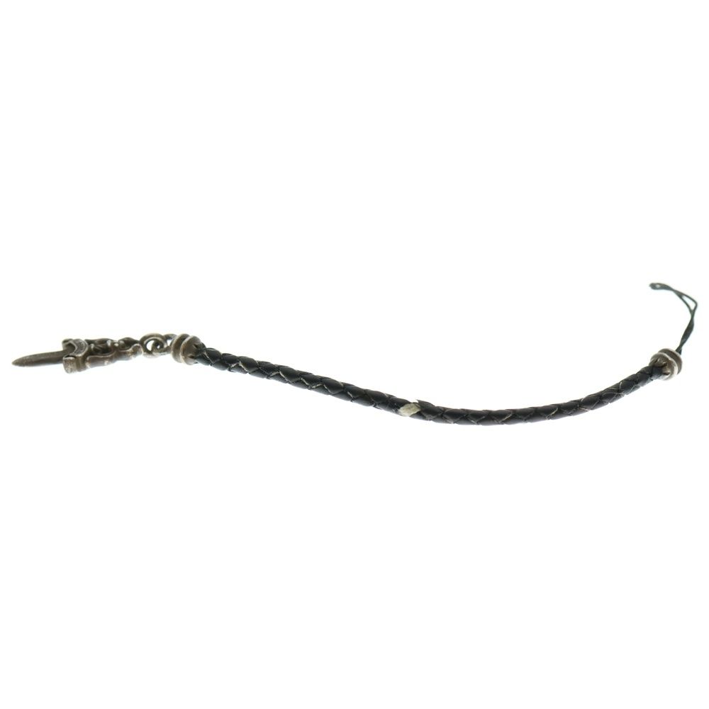 CHROME HEARTS クロムハーツ PHNSTRP DAGGER フォンストラップ ダガーチャーム付きレザー携帯ストラップ ブラック シルバー USTAUSTRALIA_COM_AU