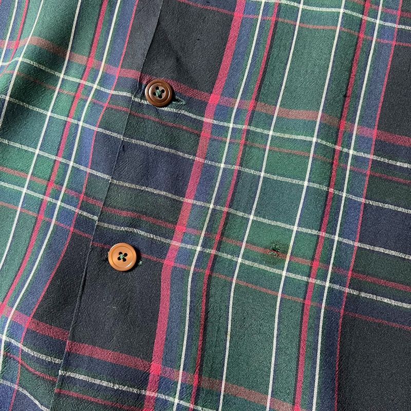 80s 90s RALPH LAUREN COUNTRY チェック 長袖 レーヨン オープン