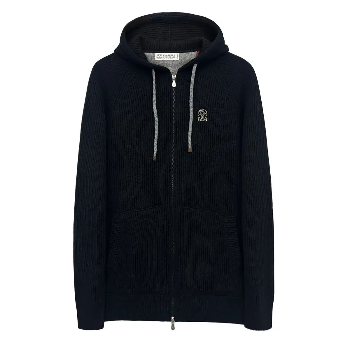 BRUNELLO CUCINELLI カシミアニットパーカーブルゾン Brunello Cucinelli ネイビーカシミアパーカー | Sendegaro US