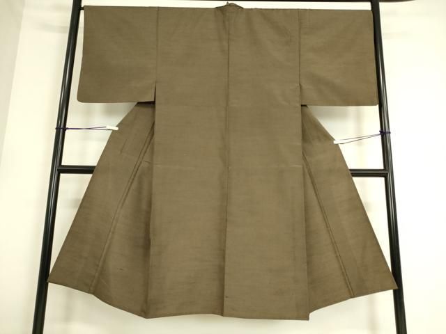 平和屋着物▽男性　紬　単衣　海松茶色　正絹　逸品　DAAS0545az 平和屋着物▽男性 紬 単衣 海松茶色 正絹 逸品 DAAS0545az