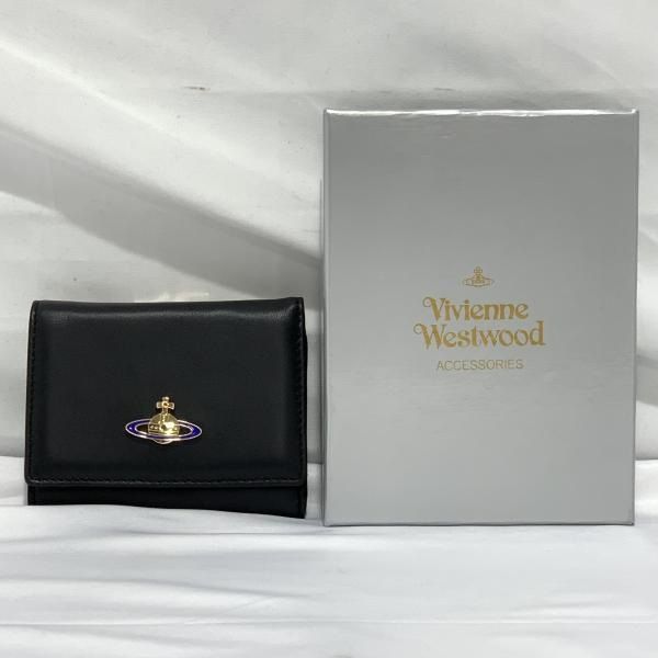 【新品未使用】ヴィヴィアンウエストウッド三つ折り財布 913VW124 ブラック 中古】Vivienne Westwood 三つ折り財布 ブラック 913VW124