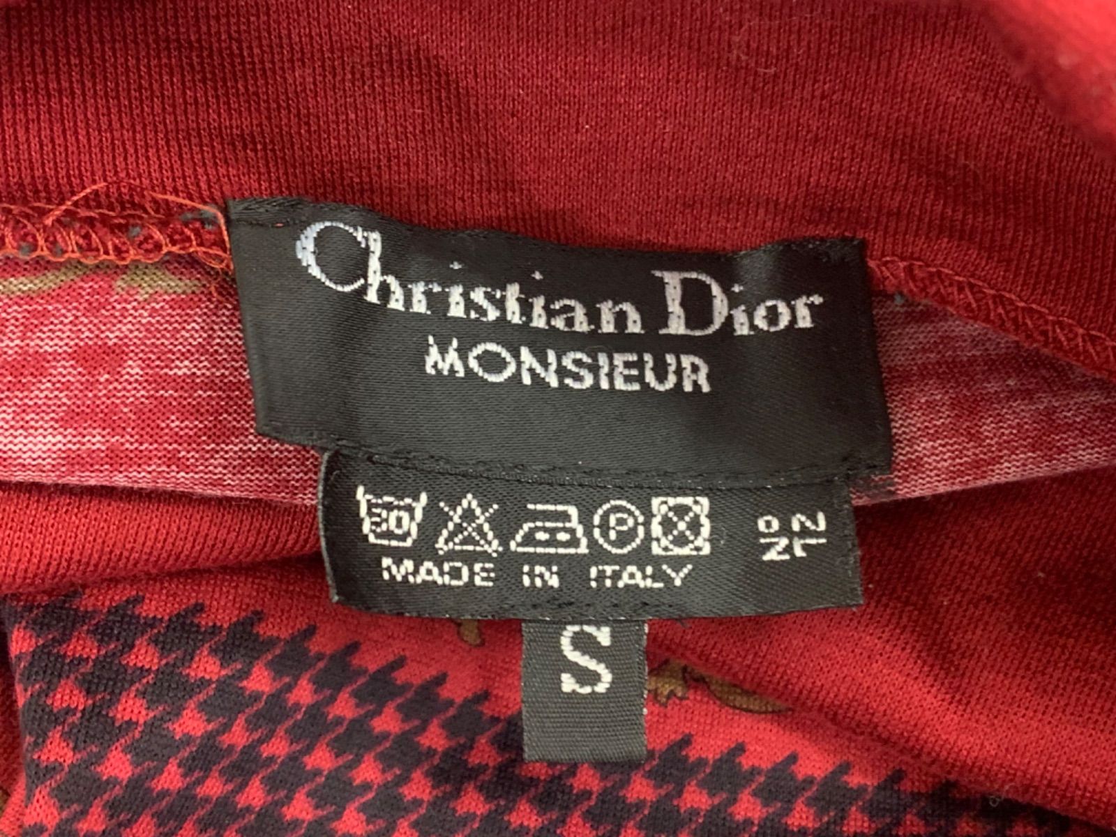 Christian Dior MONSIEUR クリスチャンディオール ヴィンテージ 総柄 タートルネック 1090 レディース Sサイズ 赤系 イタリア製 バックヤード