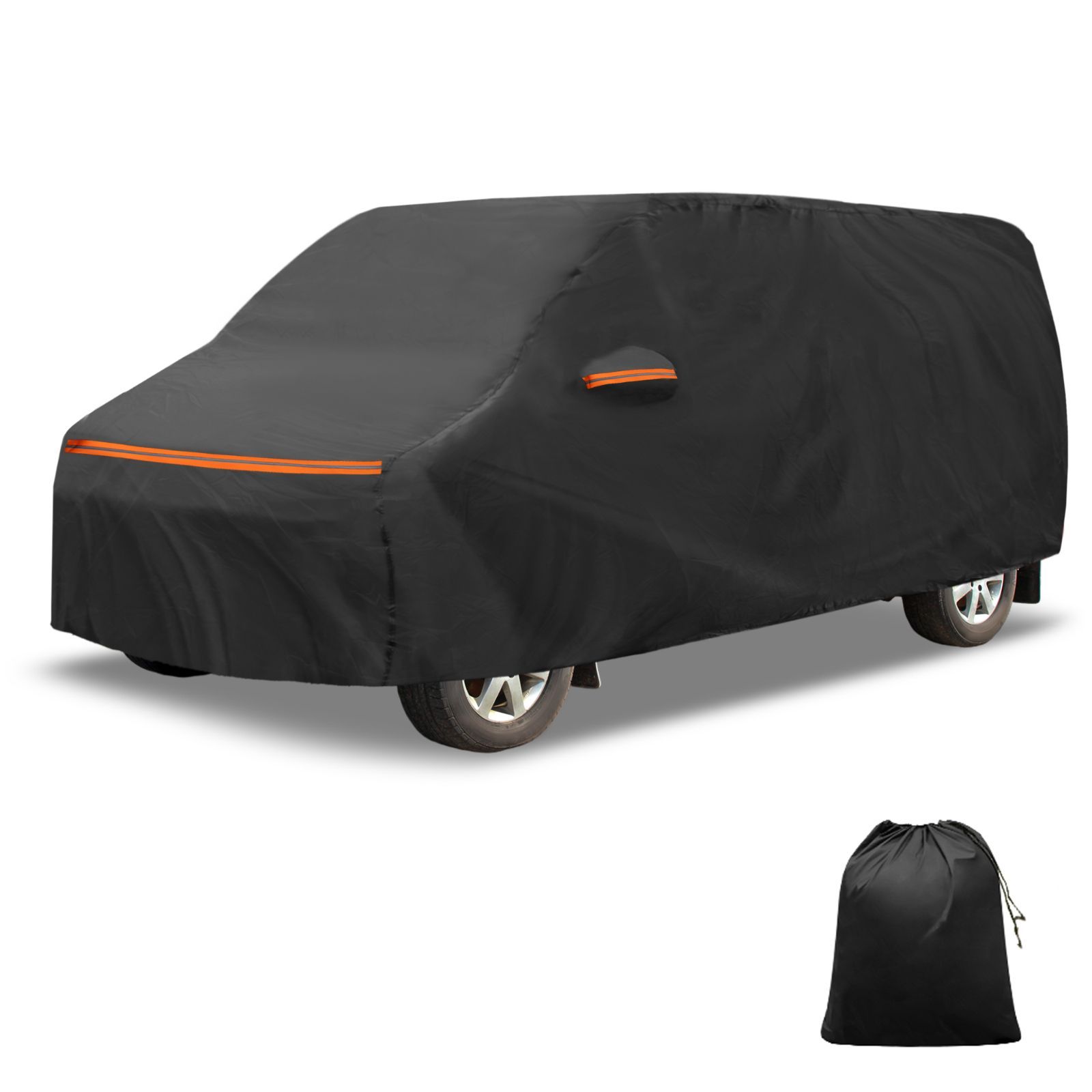 X AUTOHAUX トヨタ ヴォクシーVoxy用 車ボディカバー 自動車カバー 防水生地-5層構造 裏起毛 塗装面保護 運転席ジッパー付き ドア開閉 防風ロープ 収納袋付き 日焼け 梅雨対策 車中泊 仮眠 暑さ対策 UVカット ブラック