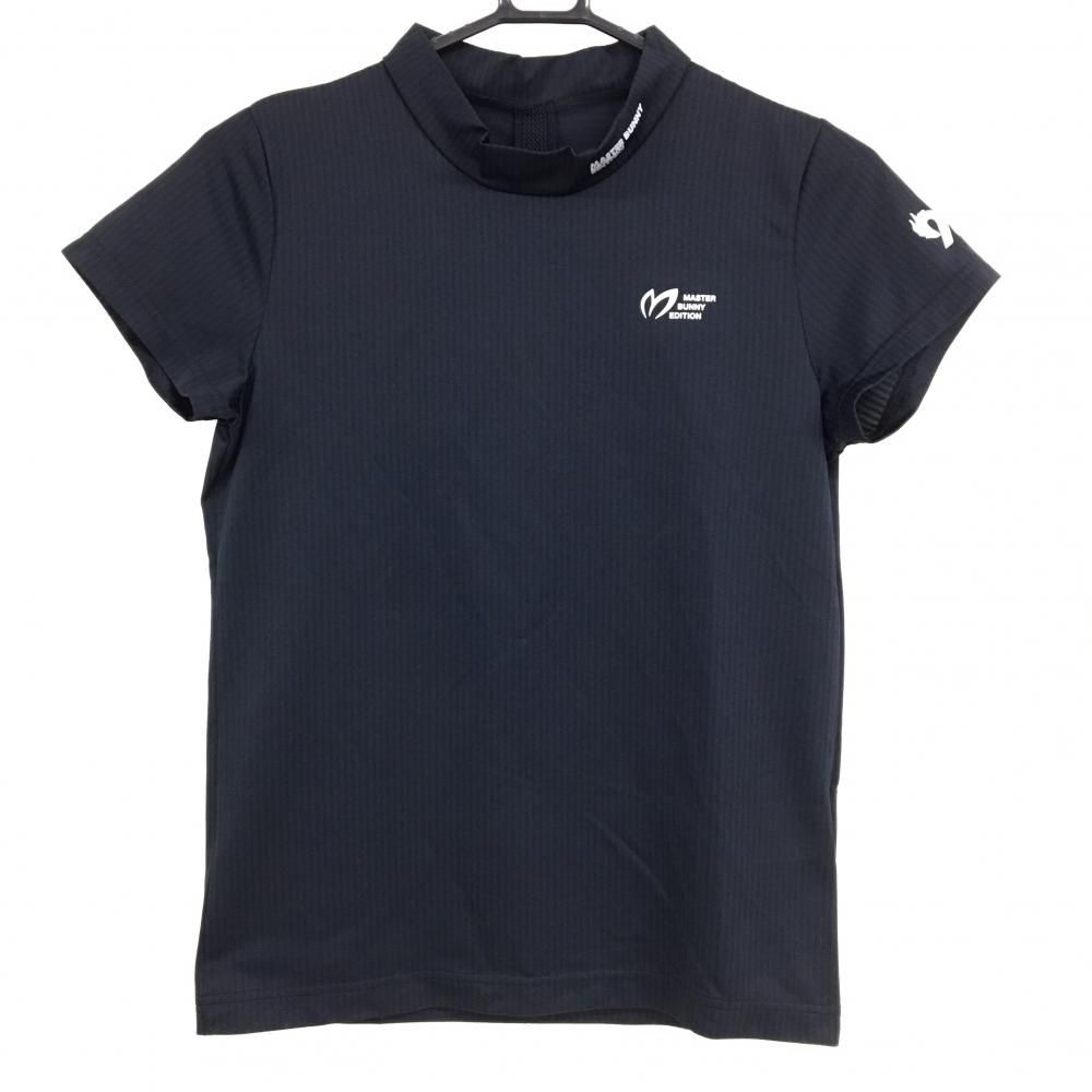 超美品】マスターバニー 半袖ハイネックシャツ 黒 ストライプ地模様