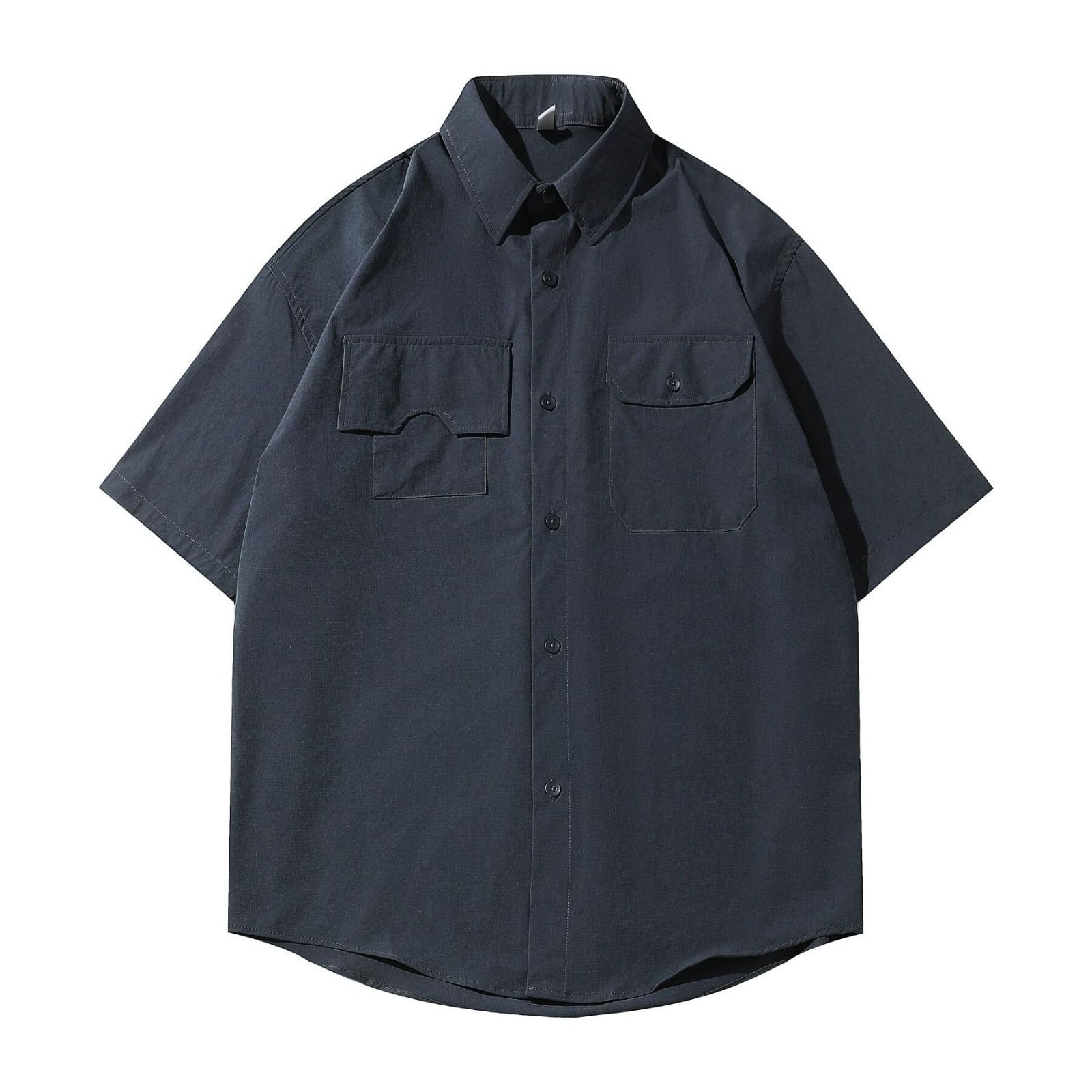 シャツ シャツ 吸汗速乾 五分丈 カジュアル オックスフォード 無地 シャツ ポケット メンズ メンズ 夏服 夏服 作業服 半袖 男女通用 [ミラーユー] 大きいサイズ