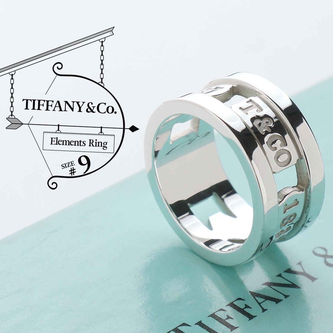 極美品 TIFFANYu0026Co. ティファニー 1837 エレメント リング 9号 ...