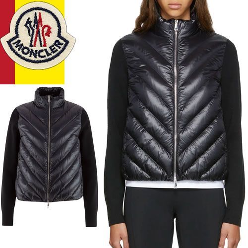 モンクレール MONCLER ダウン ダウンジャケット カーディガン レディース ジップ セーター アウター ブルゾン ハイネック ロゴ ブランド  大きいサイズ 黒 ブラック CARDIGAN 9B00023 M1131 - メルカリ