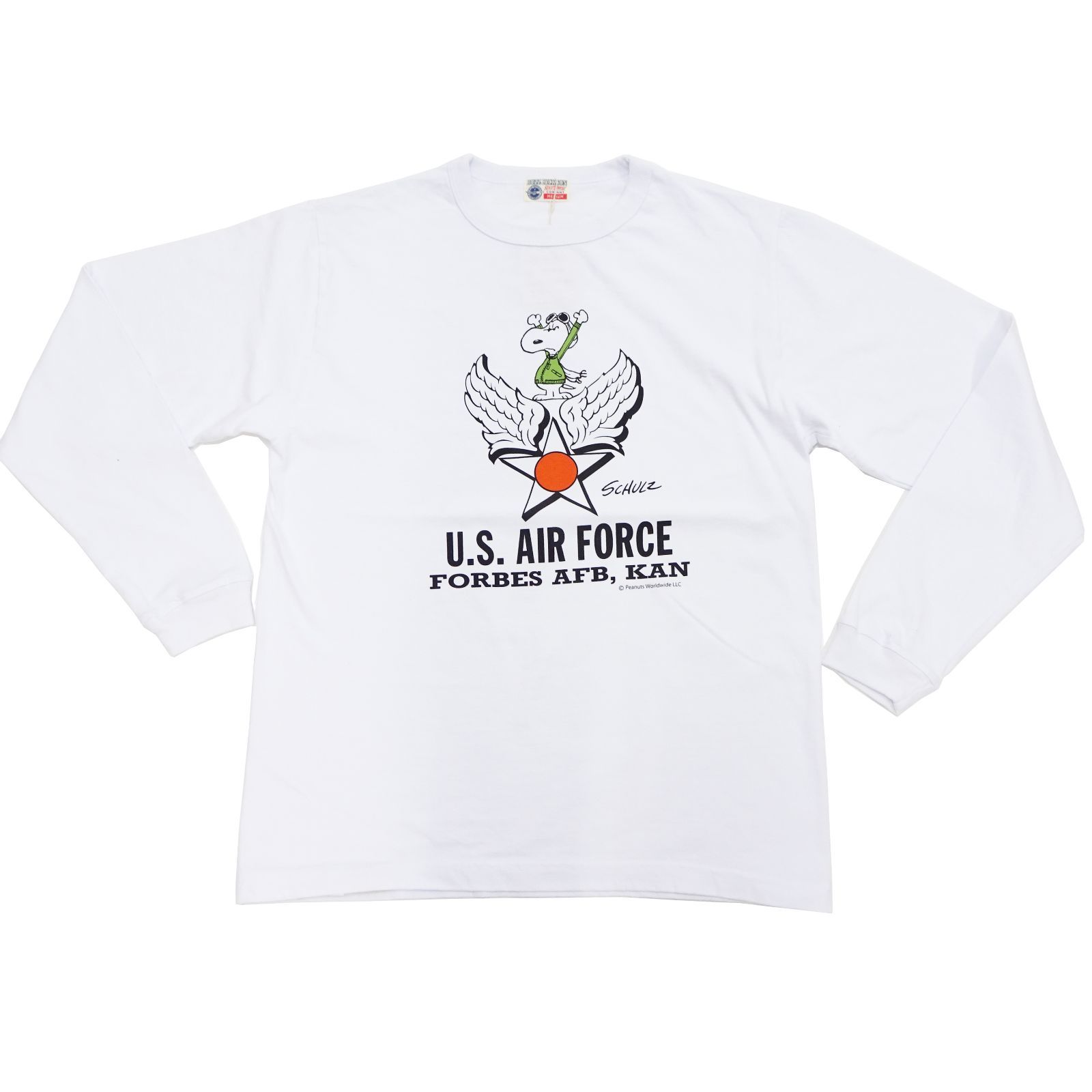 BR69275 バズリクソンズ BUZZ RICKSON'S スヌーピー 長袖Tシャツ ミリタリーTシャツ FORBES AFB, KAN BR69275 東洋エンタープライズ ホワイト 新品