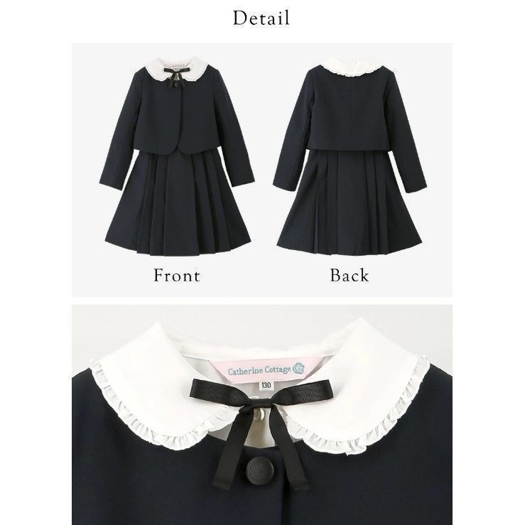 タイプ1】長袖ブラウス付正統派 濃紺アンサンブル スーツセット（B体