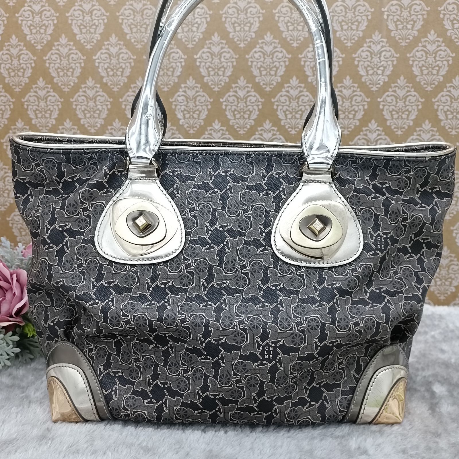 CELINE 》 セリーヌ ハンドバッグ トートバッグ サルキー 馬車柄 総柄 