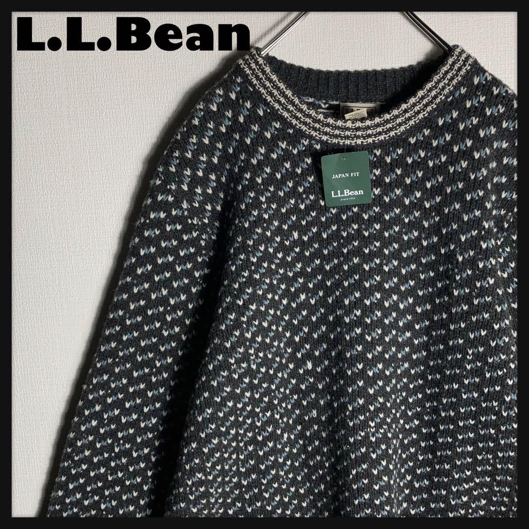 【新品未使用タグ付き】LLBean バーズアイニット 総柄 2XL グレー 新品未使用タグ付き】LLBean バーズアイニット 総柄 2XL グレー