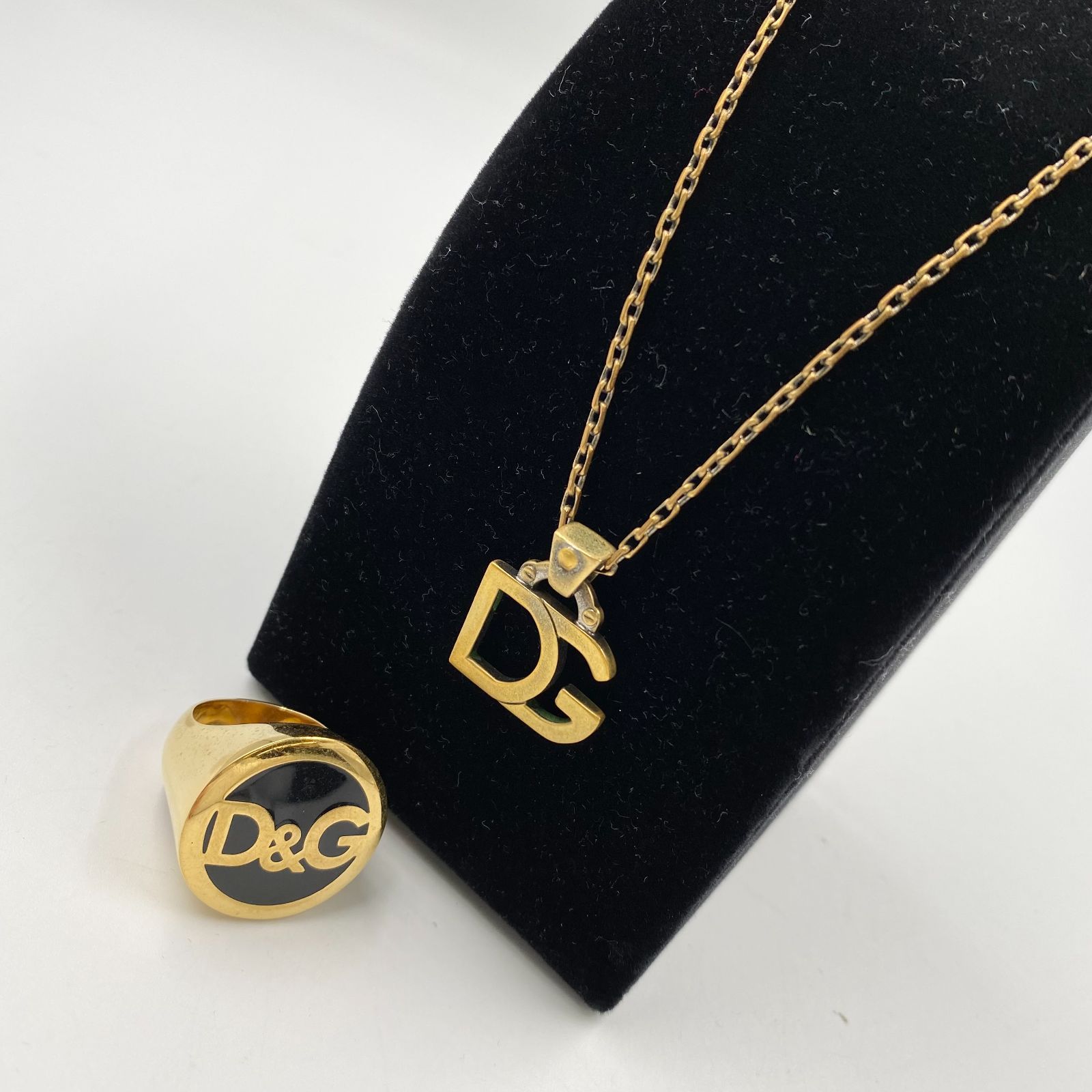 DOLCE&GABBANA D&G リング&ネックレス セット ゴールド ブラック 
