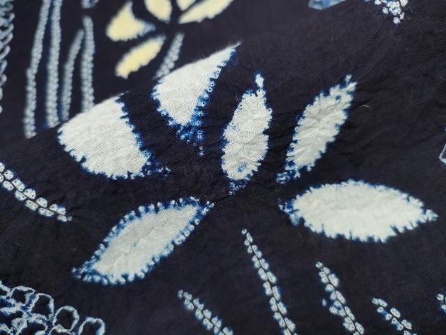 平和屋着物∴夏物 浴衣 有松鳴海絞り 流水草花文 綿 逸品 CAAW0967ng