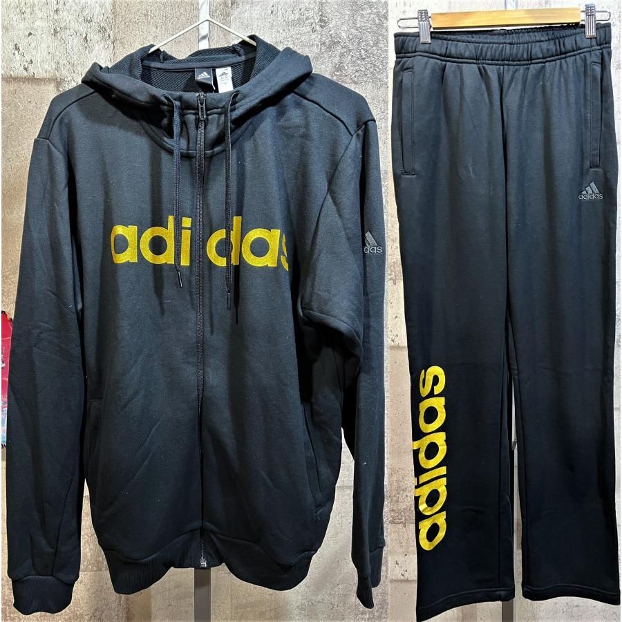 アディダス 薄手 スウェット 上下セットアップ 黒金 M メンズ adidas