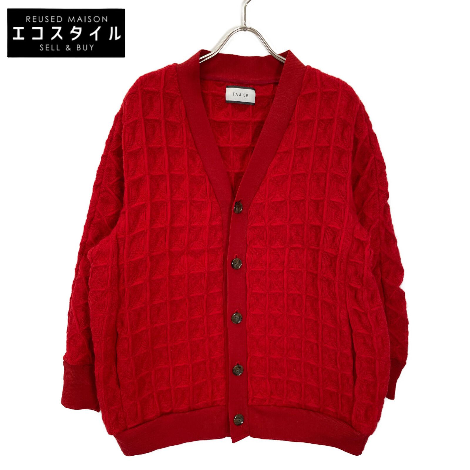 TAAKK ターク 【美品/22年製】TA22AWーKN026 BIG WAFFLE LONG CARDIGANS ビックワッフル ロング 1