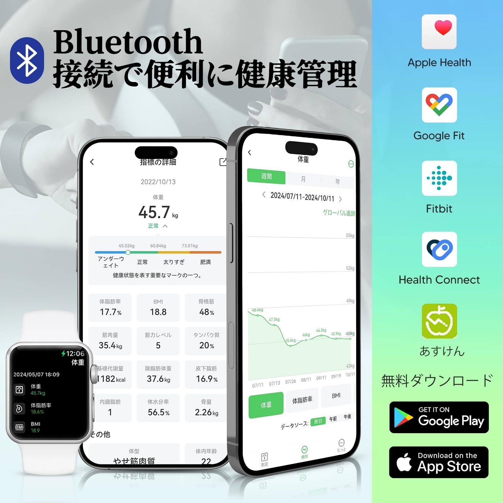 arboleaf 体重計 スマホ連動 体脂肪計 体組成計 Bluetooth対応