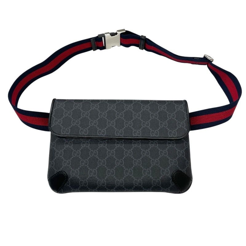 GUCCI グッチ スモール ベルトバッグ 792091 ウエストバッグ メンズ GGスプリーム ボディバッグ ショルダー 黒 ブラック