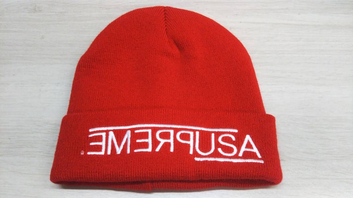 Supreme シュプリーム USA Beanie 赤 レッド メンズ レディース ユニセックス ストリート カジュアル エンブロイダリーロゴ