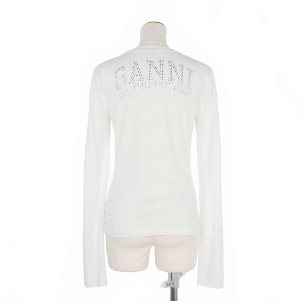 ガニー GANNI TEE RHINSTONE L/S バック ラインストーン カットソー  