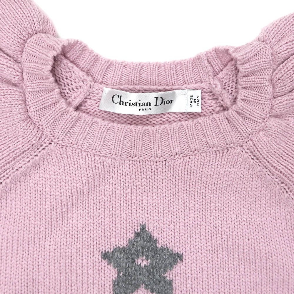 【名東】ディオール 半袖ニット フリル 36サイズ ピンク 344S13BM003 カシミヤ レディース アパレル 女 服 名東】ディオール 半袖ニット フリル 36サイズ ピンク